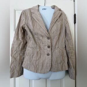 Cabi gingham blazer beige tan cream white Women's Tan Checkered Blazer